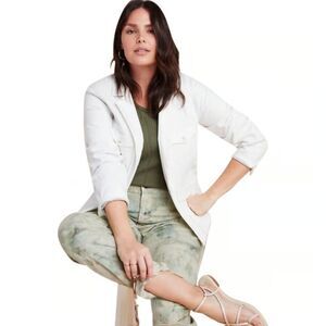 ANTHROPOLOGIE Neve Utility White Jean Jacket Womens Top Trendy Chic 8